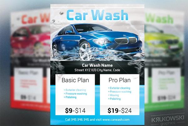 Car Wash Flyer Poster Photoshop Print Template