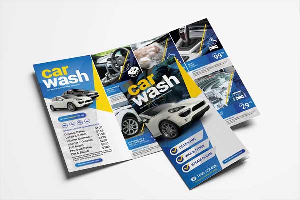 Car Wash Trifold Brochure PSD Template