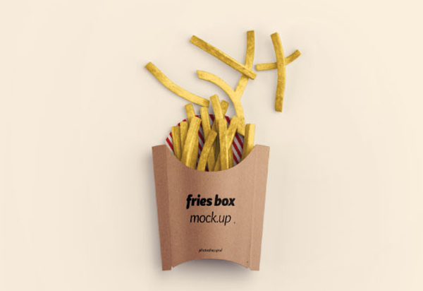 Cardboard Fries Box Package Mockup