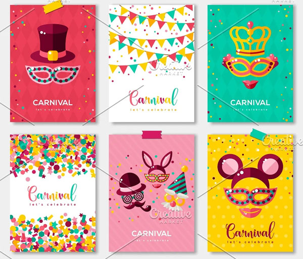 Carnival Colorful Posters Set