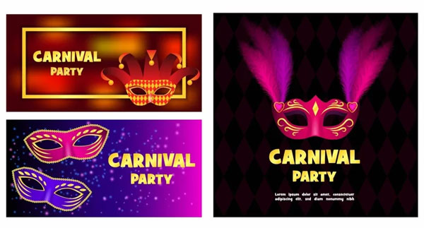 Carnival Mask Banners Set