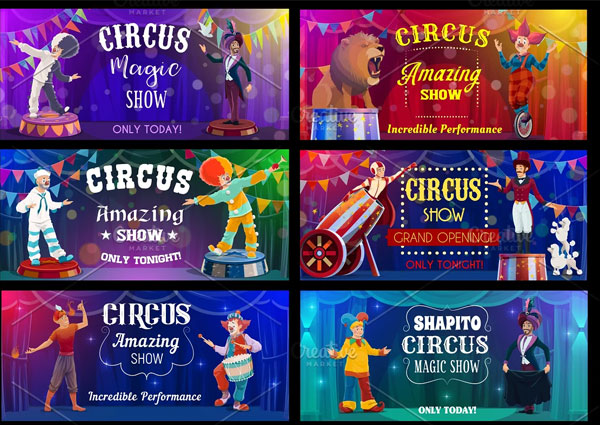 Cartoon Circus Banner Templates