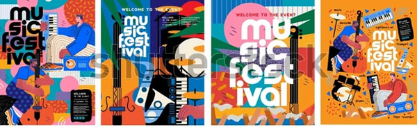 Cartoon Colorful Vector Music Party Banner