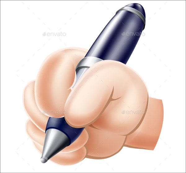 Cartoon Hand and Pen Mpckup