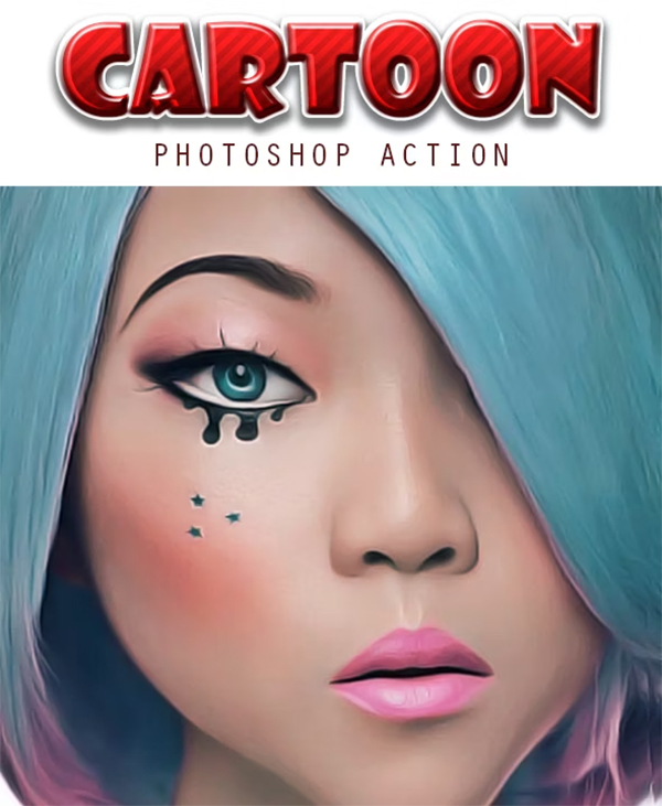 Cartoon Photoshop DNG, TIFF, PSD, CMYK, JPG, RAW Action