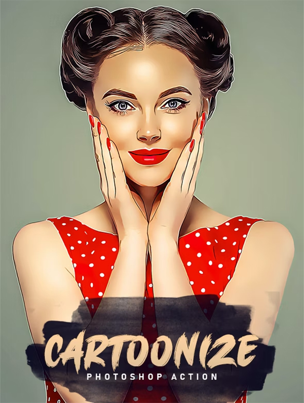 Cartoonize Photoshop  DNG, PSD, JPG, RAW Action