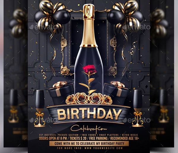 Celebration For Birthday Party Flyer