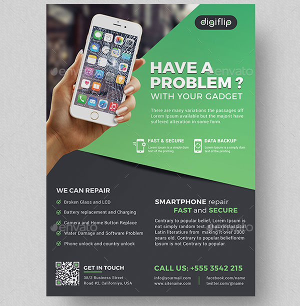 Cellular Phone Repairing Flyer Templates Download