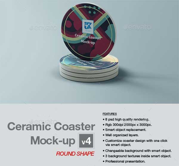 Ceramic Coaster PSD Mock-up Template
