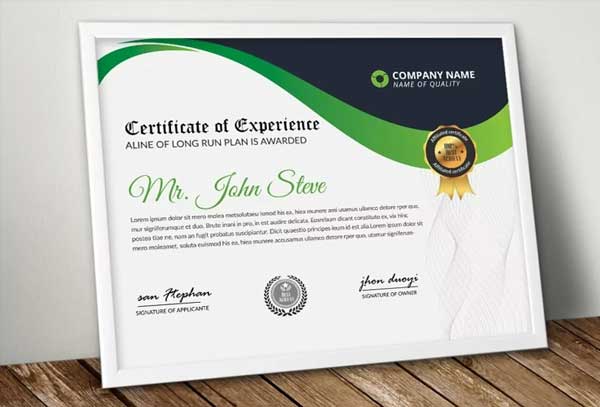 Certificate of Experience