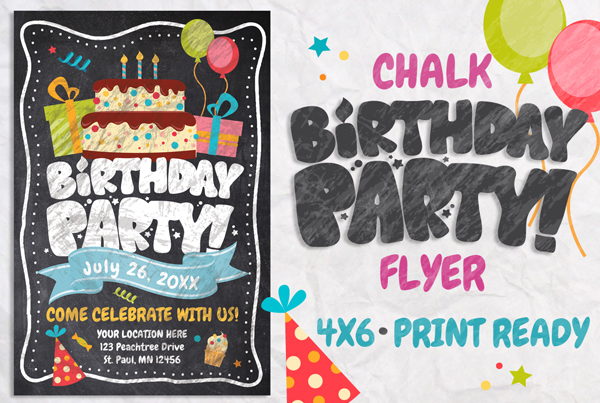 Chalk Birthday Flyer Template