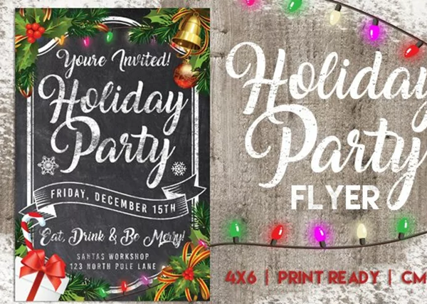 Chalk Christmas Holiday Party Flyer