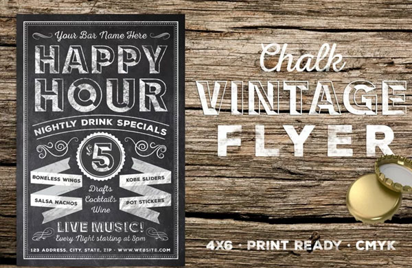 Chalk Vintage Happy Hour Flyer