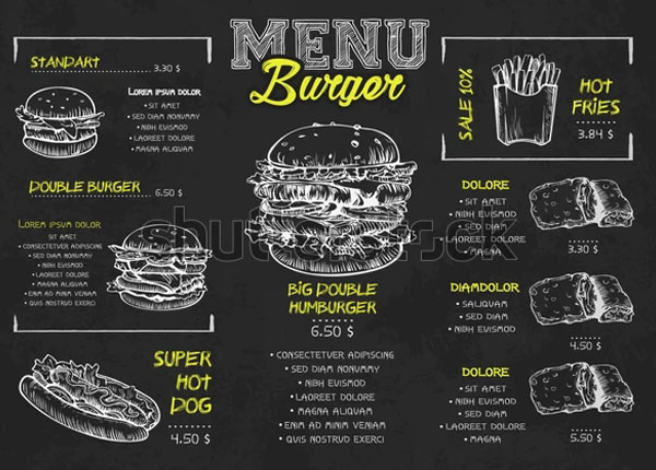 Chalkboard Burger Menu Brochure Template