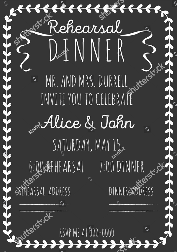 Chalkboard Wedding Rehearsal Dinner Invitation Template