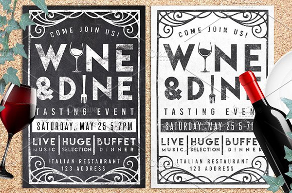 Chalkboard Wine & Dine Event Invitation