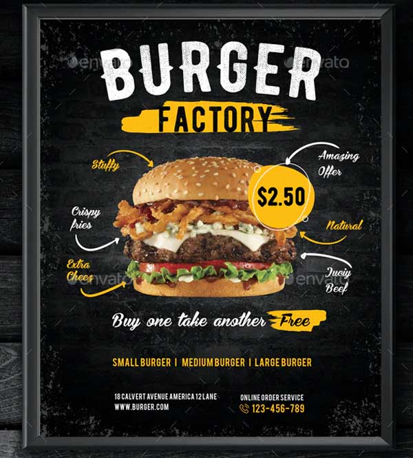 Chalkboard Burger Flyer PSD Template