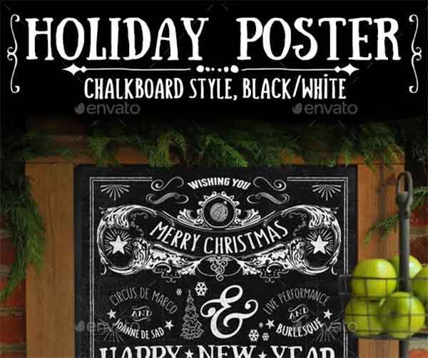 Chalkboard-Style Holiday Poster Template
