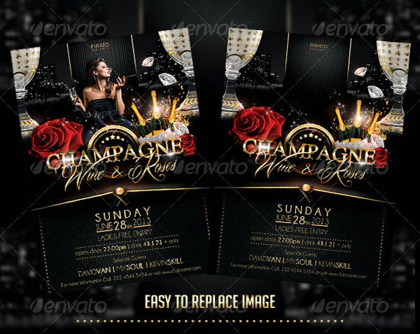 Champagne Wine & Roses Flyer Template