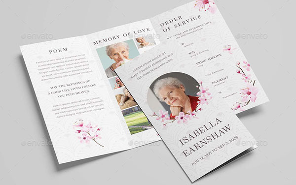 Cherry Blossom Funeral Program Flyer Design