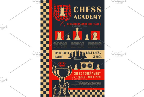 Chess Academy Poster Vector Template