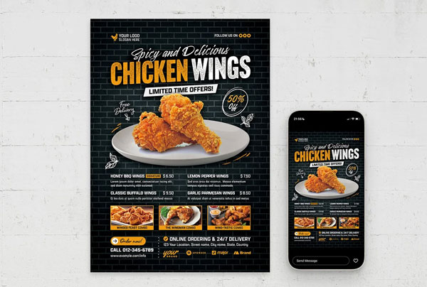 Chicken Wings Promotion Flyer Template