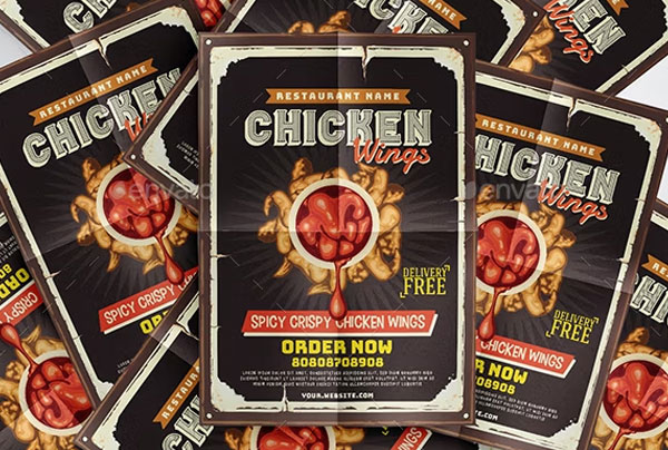 Chicken Wings Restaurant Printable Flyers