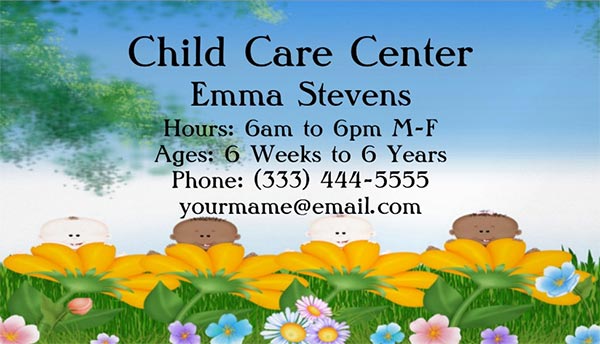 Child Care Baby Flowers Business Card