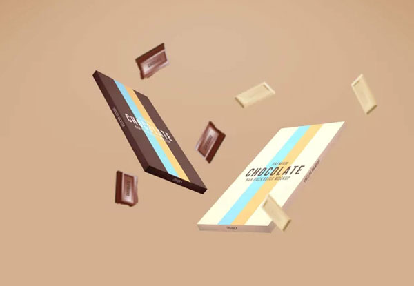 Chocolate Bar Packaging Photoshop Mockup Set