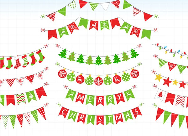 Christmas Bunting Banners Clipart