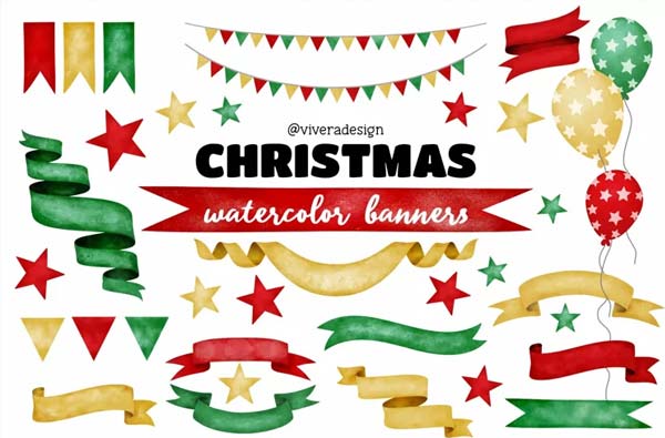 Christmas Bunting Banners Clipart
