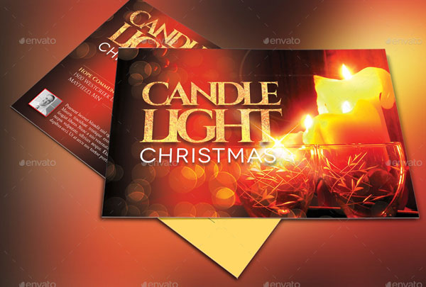 Christmas Candle Light Postcard Template