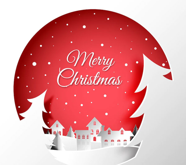Christmas City Paper Background Free Vector