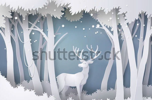 Christmas Deer Forest Vector Digital Paper