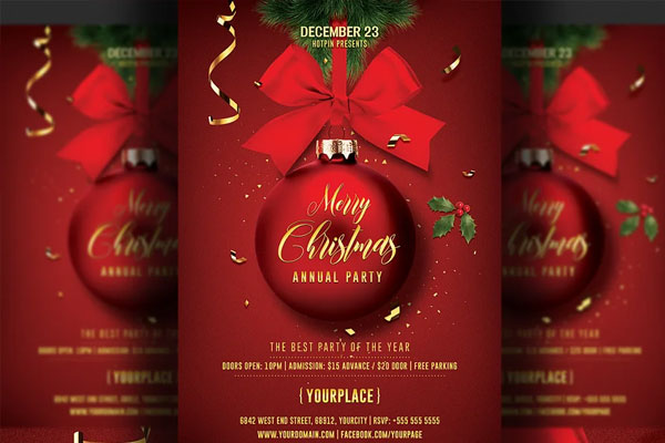 Christmas Invitation Flyer Template For Photoshop