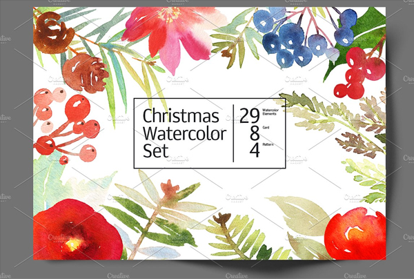 Christmas Set of Watercolors Card