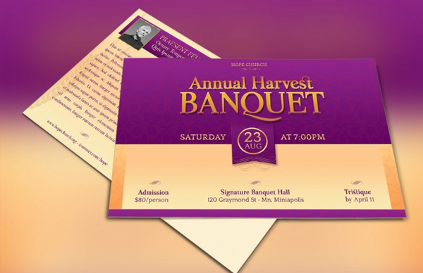 Church Banquet Invitation Postcard Template