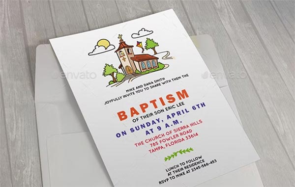 Church Baptism Invitation Card Template