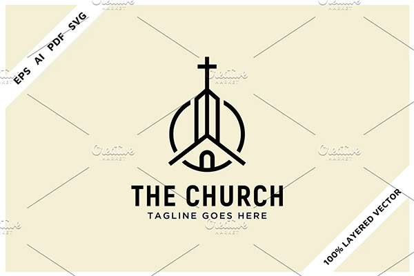 Church Building & Cross Tower Logo