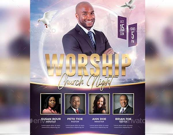 Church Worship Flyer Editable Template