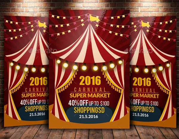 Circus And Carnival PSD Flyer Template