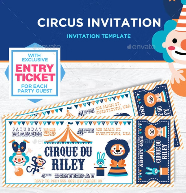 Circus Birthday Invitations Design