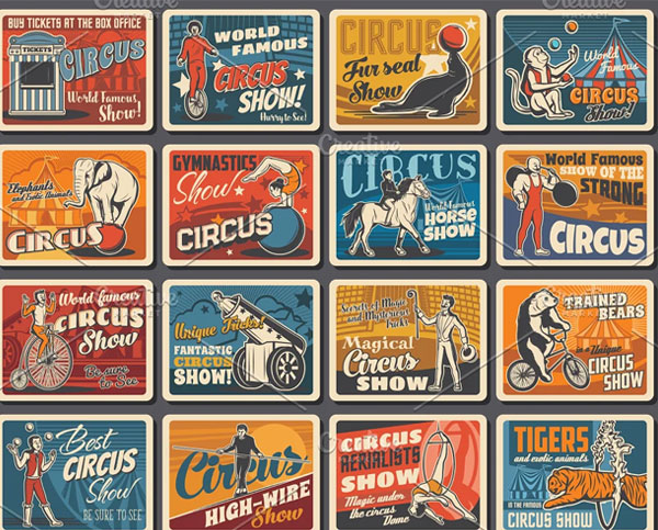 Circus Show Animals Banner