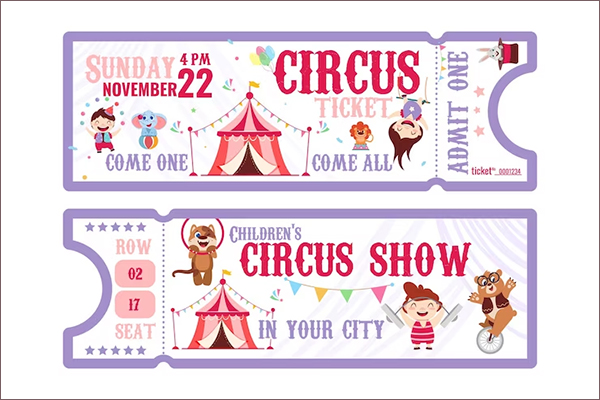 Circus Ticket Pass Free Templates