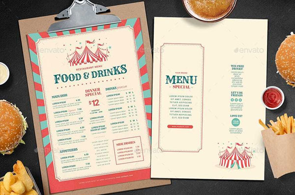 Circus or Carnival Menu Template