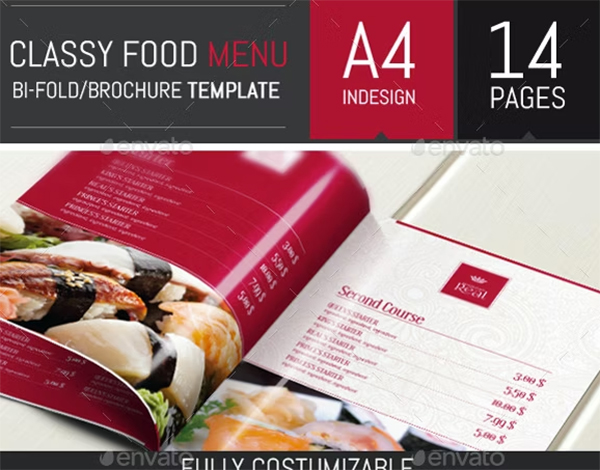 Classy Food Restaurant Menu Brochure Template