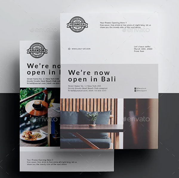 Clean Restaurant Opening Flyer