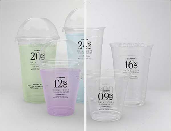 Clear Cold Drink Cups Packaging Mock Up