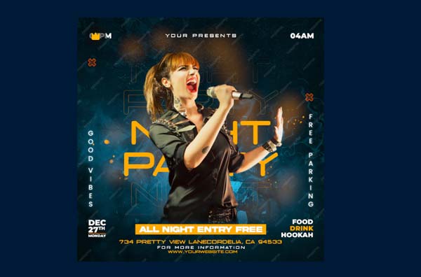 Club Event Night Flyer Free PSD