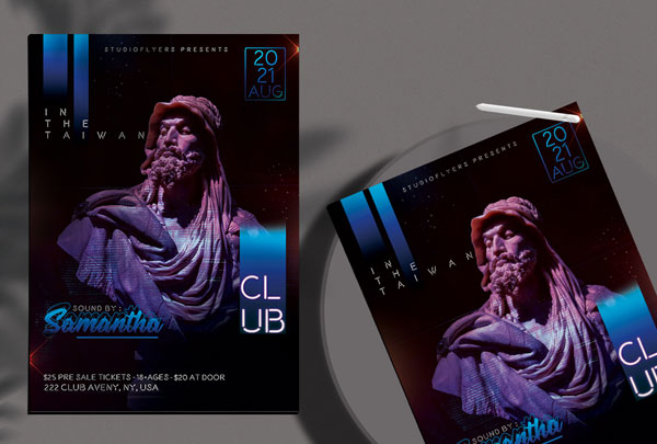 Club Events Flyer Free PSD Template